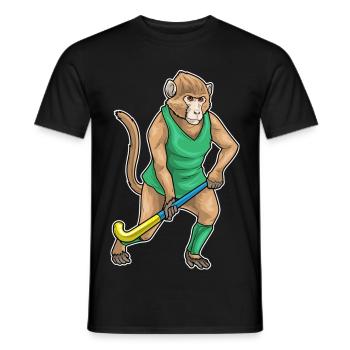 Affe Feldhockey Hockeyschläger - Männer T-Shirt - Schwarz - Vorne - AI Model Male 178 light (178cm)