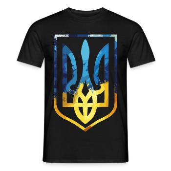 Armoiries de l’Ukraine Drapeau ukrainien Trysub Cadeau - T-shirt homme - noir - Devant - AI Model Male 178 light (178cm)