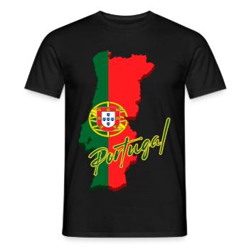 Drapeau du Portugal, fierté portugaise - T-shirt homme - noir - Devant - AI Model Male 178 light (178cm)
