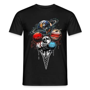 Planet Cream Scoop - Space Galaxy Science - Men's T-Shirt - black - Front - AI Model Male 178 light (178cm)