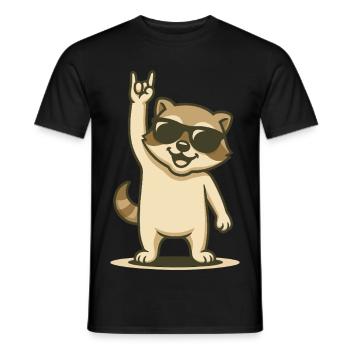 Rock'n'Raccoon Baby - Men's T-Shirt - black - Front - AI Model Male 178 light (178cm)
