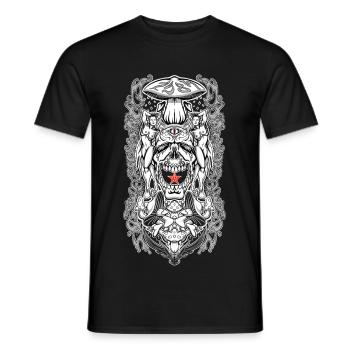 Psychedelisches Schädelportal – Okkulte Pilzvision - Männer T-Shirt - Schwarz - Vorne - AI Model Male 178 light (178cm)