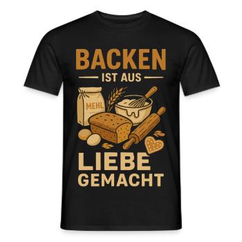 Backen Liebe Gemacht - Männer T-Shirt - Schwarz - Vorne - AI Model Male 178 light (178cm)
