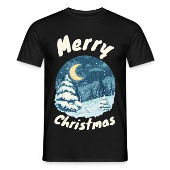 Joyeux Noël Hiver Forêt Illustration - T-shirt homme - noir - Devant - AI Model Male 178 light (178cm)