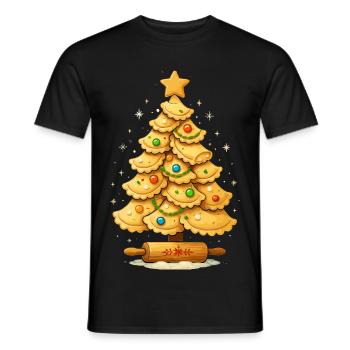 Pierogi Weihnachtsbaum Polnische Weihnachten - Männer T-Shirt - Schwarz - Vorne - AI Model Male 178 light (178cm)