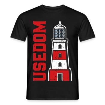 Insel USEDOM OSTSEE Urlaub Leuchtturm Lustig - Männer T-Shirt - Schwarz - Vorne - AI Model Male 178 light (178cm)