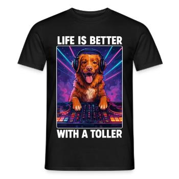 Nova Scotia Toller DJ Hund witzig positiv Geschenk - Männer T-Shirt - Schwarz - Vorne - AI Model Male 178 light (178cm)
