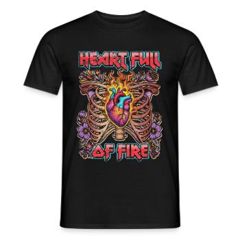 Cœur plein de feu - T-shirt homme - noir - Devant - AI Model Male 178 light (178cm)