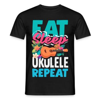 Mange Sommeil Ukulélé Répéter Musicien hawaïen drôle - T-shirt homme - noir - Devant - AI Model Male 178 light (178cm)