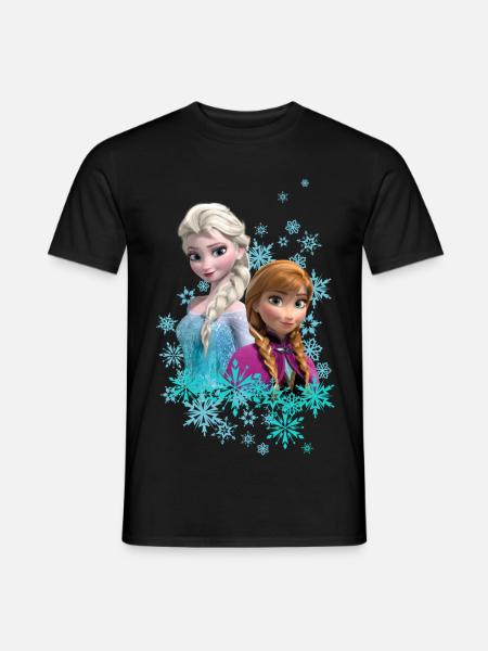 Frozen Anna & Elsa Umgeben Von Schneeflocken - Männer T-Shirt - Schwarz