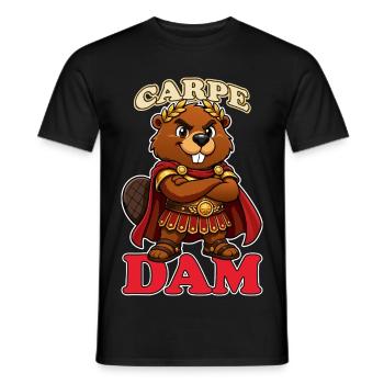 Carpe Dam Funny Roman Beaver Latin Pun History - Men's T-Shirt - black - Front - AI Model Male 178 light (178cm)