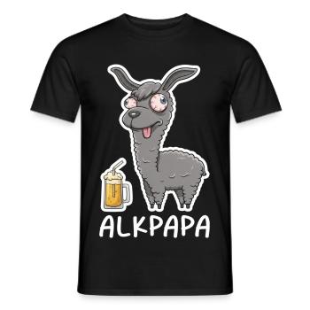 Alkpapa Alpaga avec chope de bière – Diction drôle - T-shirt homme - noir - Devant - AI Model Male 178 light (178cm)