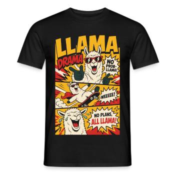 Llama Drama – No Prob-Llama Comic - Männer T-Shirt - Schwarz - Vorne - AI Model Male 178 light (178cm)