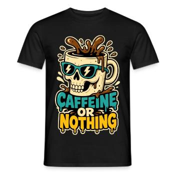 Kaffee-Totenkopf – Caffeine or Nothing - Männer T-Shirt - Schwarz - Vorne - AI Model Male 178 light (178cm)