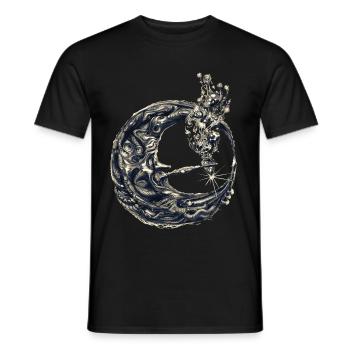 Moon with a pipe - Men's T-Shirt - black - Front - AI Model Male 178 light (178cm)