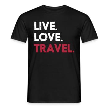 LIVE. LOVE. TRAVEL. - T-shirt homme - noir - Devant - AI Model Male 178 light (178cm)