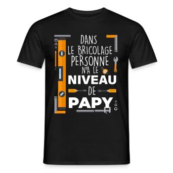 Papy, papou - T-shirt homme - noir - Devant - AI Model Male 178 light (178cm)