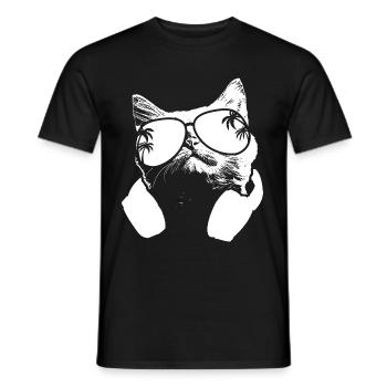 Katze Sonnenbrille Kätzchen Katzenliebe Katzenbesi - Männer T-Shirt - Schwarz - Vorne - AI Model Male 178 light (178cm)