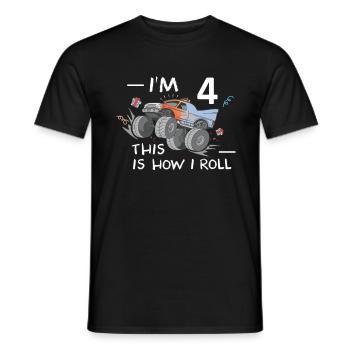 Cooles Monstertruck 4. Geburtstag Kinder Geschenk - Männer T-Shirt - Schwarz - Vorne - AI Model Male 178 light (178cm)