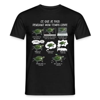 Tortue idée cadeau drôle passion - T-shirt homme - noir - Devant - AI Model Male 178 light (178cm)