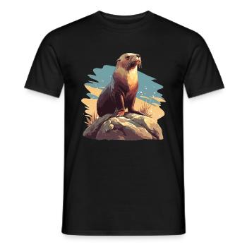 Sea Lions Sea Lion - Men's T-Shirt - black - Front - AI Model Male 178 light (178cm)