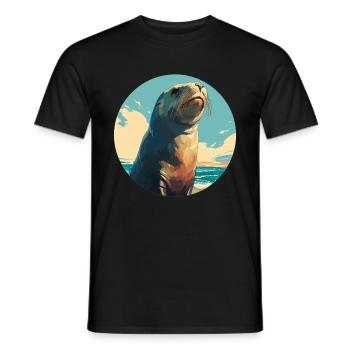 Sea Lions Sea Lion - Men's T-Shirt - black - Front - AI Model Male 178 light (178cm)