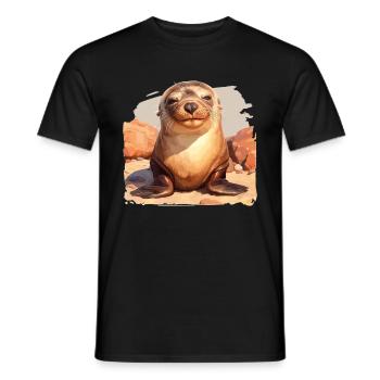 Sea Lions Sea Lion - Men's T-Shirt - black - Front - AI Model Male 178 light (178cm)