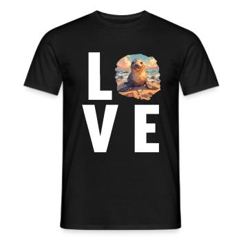 Sea Lions Sea Lion - Men's T-Shirt - black - Front - AI Model Male 178 light (178cm)