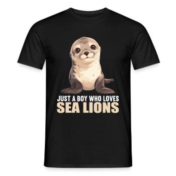 Sea Lions Sea Lion - Men's T-Shirt - black - Front - AI Model Male 178 light (178cm)