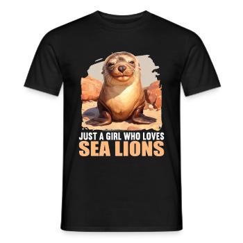 Sea Lions Sea Lion - Men's T-Shirt - black - Front - AI Model Male 178 light (178cm)