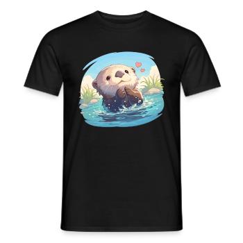 Loutre de mer - T-shirt homme - noir - Devant - AI Model Male 178 light (178cm)