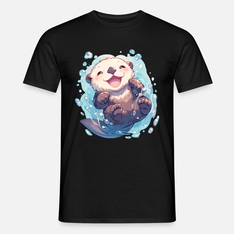Seeotter - Männer T-Shirt - Schwarz
