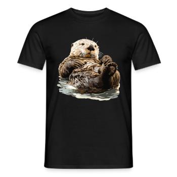 Loutre de mer - T-shirt homme - noir - Devant - AI Model Male 178 light (178cm)