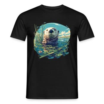 Loutre de mer - T-shirt homme - noir - Devant - AI Model Male 178 light (178cm)