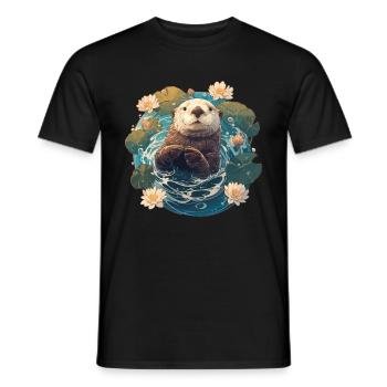 Loutre de mer - T-shirt homme - noir - Devant - AI Model Male 178 light (178cm)