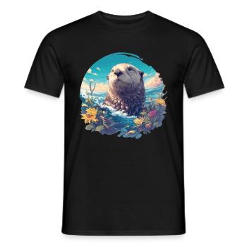 Loutre de mer - T-shirt homme - noir - Devant - AI Model Male 178 light (178cm)