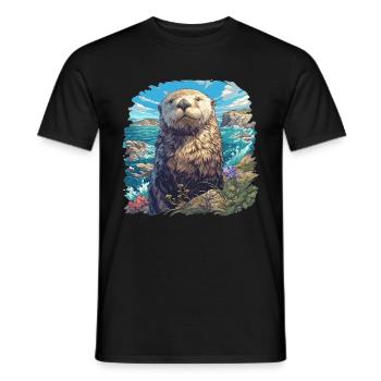 Loutre de mer - T-shirt homme - noir - Devant - AI Model Male 178 light (178cm)