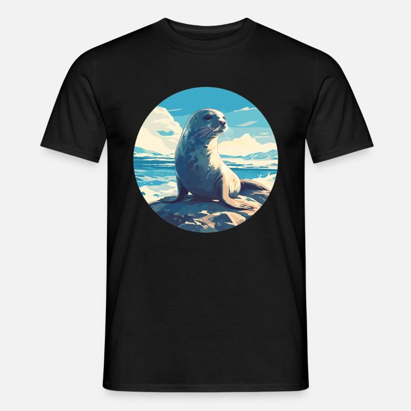 Robben Robbe - Männer T-Shirt - Schwarz