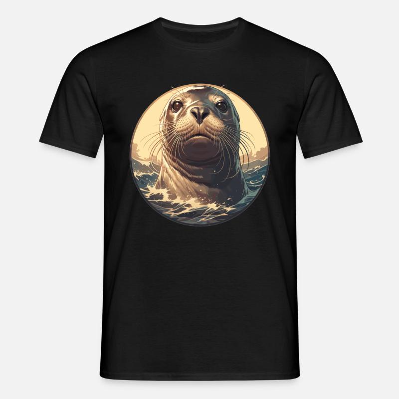 Robben Robbe - Männer T-Shirt - Schwarz