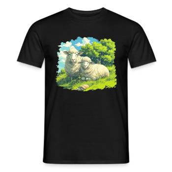 Schafe Schaf - Männer T-Shirt - Schwarz - Vorne - AI Model Male 178 light (178cm)