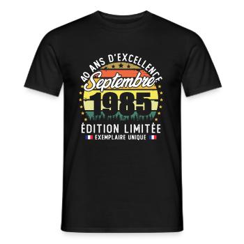 Septembre 1985 Vintage Cadeau Anniversaire 40 Ans - T-shirt homme - noir - Devant - AI Model Male 178 light (178cm)