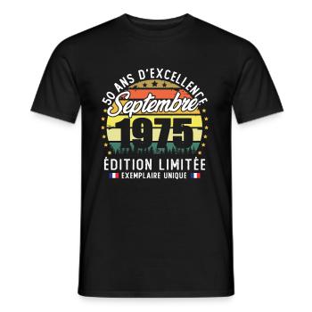 September 1975 Vintage 50 Year Anniversary Gift - Men's T-Shirt - black - Front - AI Model Male 178 light (178cm)