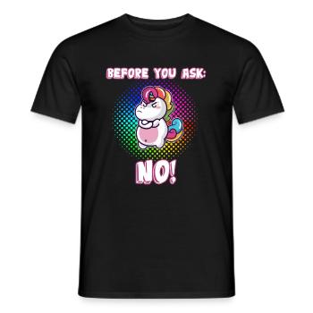 Before you ask: No! - Men's T-Shirt - black - Front - AI Model Male 178 light (178cm)
