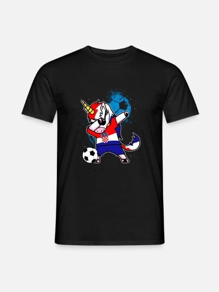 Kroatien Fußball Einhorn Dab WM Geschenk - Männer T-Shirt - Schwarz