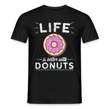 Donut Donuts Süß Pink Geschenk Essen Nachspeise - Männer T-Shirt - Schwarz - Vorne - AI Model Male 178 light (178cm)