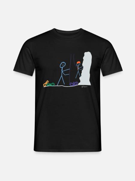 Freikletter Strichmännchen, Berg Alpen Sport Spaß - Männer T-Shirt - Schwarz