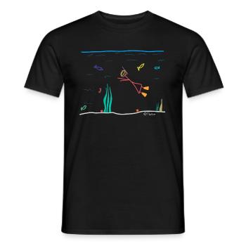 Plongeur, figure, femme, snorkeling, mer, travail - T-shirt homme - noir - Devant - AI Model Male 178 light (178cm)