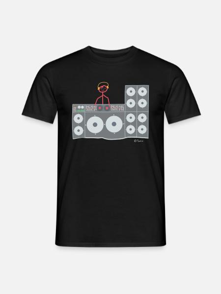 Dj Strichmännchen, Frau Discjockey Arbeit Musik - Männer T-Shirt - Schwarz
