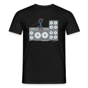 Dj stick figure, disco music club party profession - Men's T-Shirt - black - Front - AI Model Male 178 light (178cm)