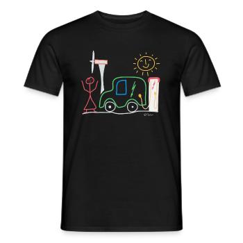 Electric car Electricity Stick figure, regenerative - Men's T-Shirt - black - Front - AI Model Male 178 light (178cm)